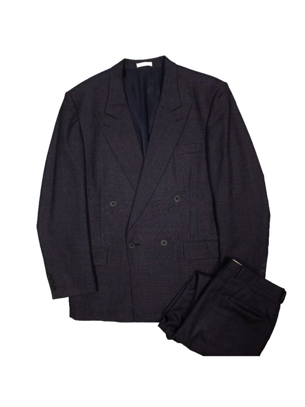 Vintage Double Breasted Suit Glen Check Wool Grey Canada 40R 33x30